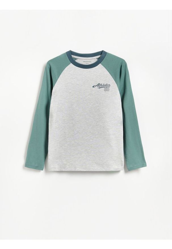 Reserved - Bawełniany longsleeve - jasnoszary. Kolor: szary. Materiał: bawełna. Długość rękawa: długi rękaw