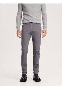 Reserved - Spodnie chino slim fit - szary. Kolor: szary. Materiał: bawełna, tkanina