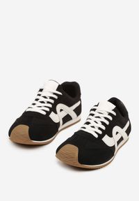 Born2be - Czarne Sneakersy Ozdobione Geometrycznym Motywem Ardetia. Okazja: na co dzień. Kolor: czarny. Materiał: jeans. Wzór: aplikacja, geometria #6
