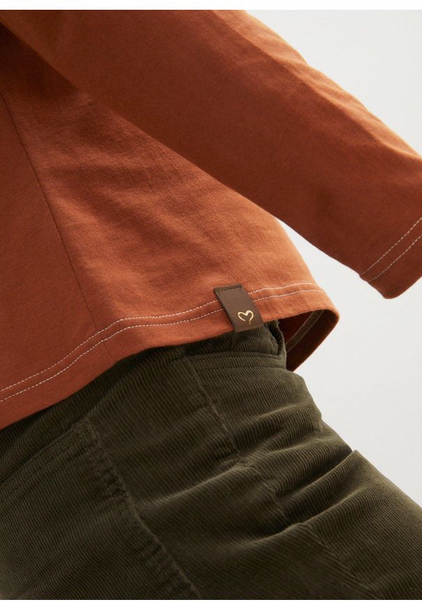 bonprix - Shirt z długim rękawem i ozdobnymi guzikami. Kolor: brązowy. Materiał: bawełna. Długość rękawa: długi rękaw. Długość: długie