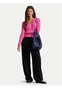 Polo Ralph Lauren Sweter 211971866008 Różowy Slim Fit. Typ kołnierza: polo. Kolor: różowy. Materiał: wełna #2