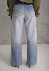 Renee - Niebieskie Jeansy Szerokie z Wytarciami High Waist Calale. Stan: podwyższony. Kolor: niebieski #2