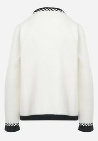 Born2be - Biały Kardigan z Wiskozy na Guziki Iinna. Kolor: biały. Materiał: wiskoza. Wzór: aplikacja #5