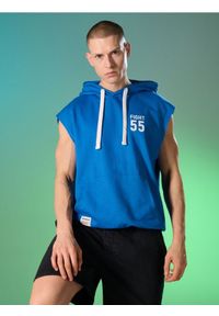 Sinsay - Dresowa bluza bez rękawów z napisem Fight - niebieski. Kolor: niebieski. Materiał: dresówka. Długość rękawa: bez rękawów. Wzór: napisy