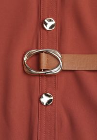 Born2be - Brązowa Sukienka Koszulowa z Regulowanymi Rękawami i Paskiem w Talii Esarivia. Okazja: na co dzień, na spotkanie biznesowe. Kolor: brązowy. Typ sukienki: koszulowe. Styl: casual, biznesowy, wizytowy #5