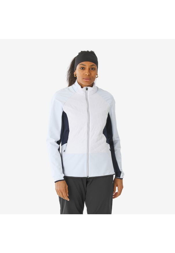 WEDZE - Bluza do narciarstwa biegowego damska Quechua XCS 500. Kolor: wielokolorowy, niebieski, szary, biały. Materiał: materiał. Sezon: zima. Sport: narciarstwo