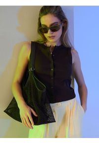 Sinsay - Bawełniana bluzka z guzikami - brązowy. Kolor: brązowy. Materiał: bawełna