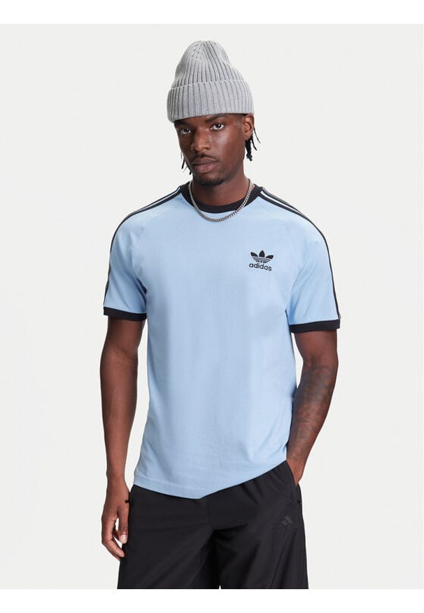 Adidas - adidas T-Shirt adicolor Classics 3-Stripes JY1371 Błękitny Slim Fit. Kolor: niebieski. Materiał: bawełna