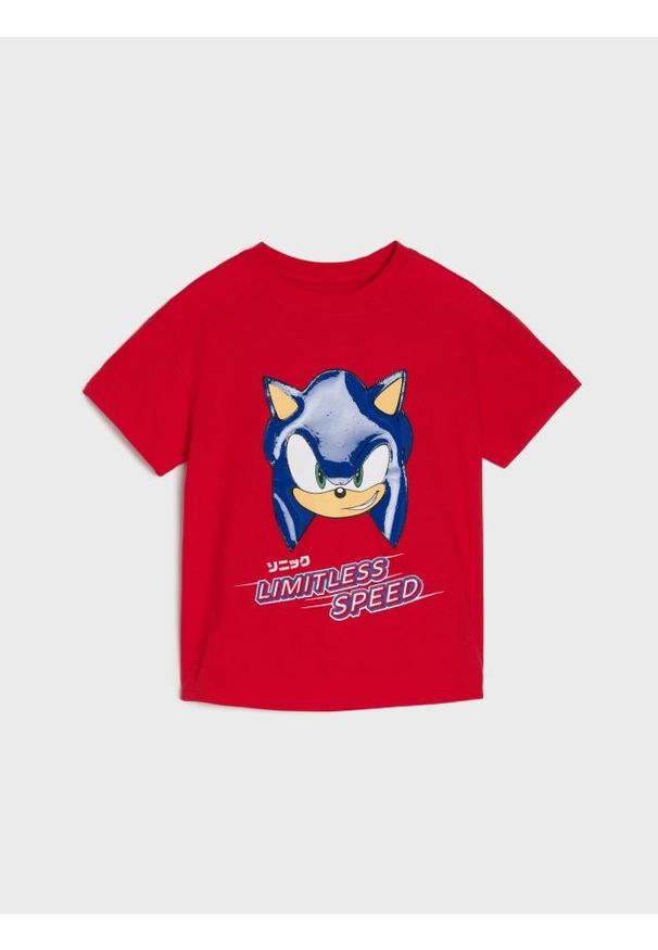 Sinsay - Koszulka z aplikacją Sonic the Hedgehog: Modern - czerwony. Kolor: czerwony. Wzór: aplikacja