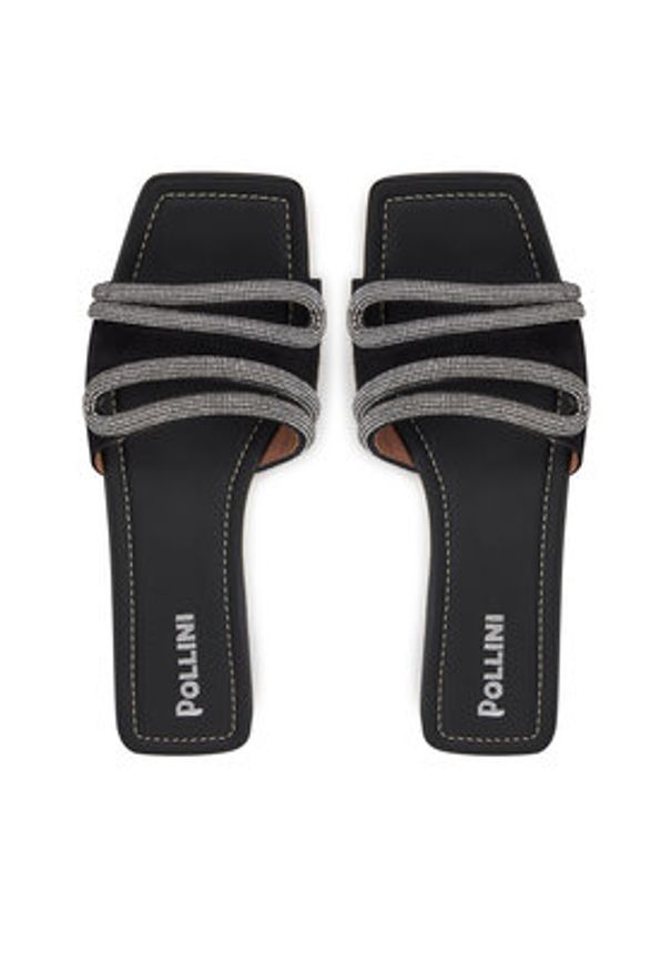 Pollini Klapki SA28071C1MTA0000 Czarny. Kolor: czarny. Materiał: skóra, zamsz