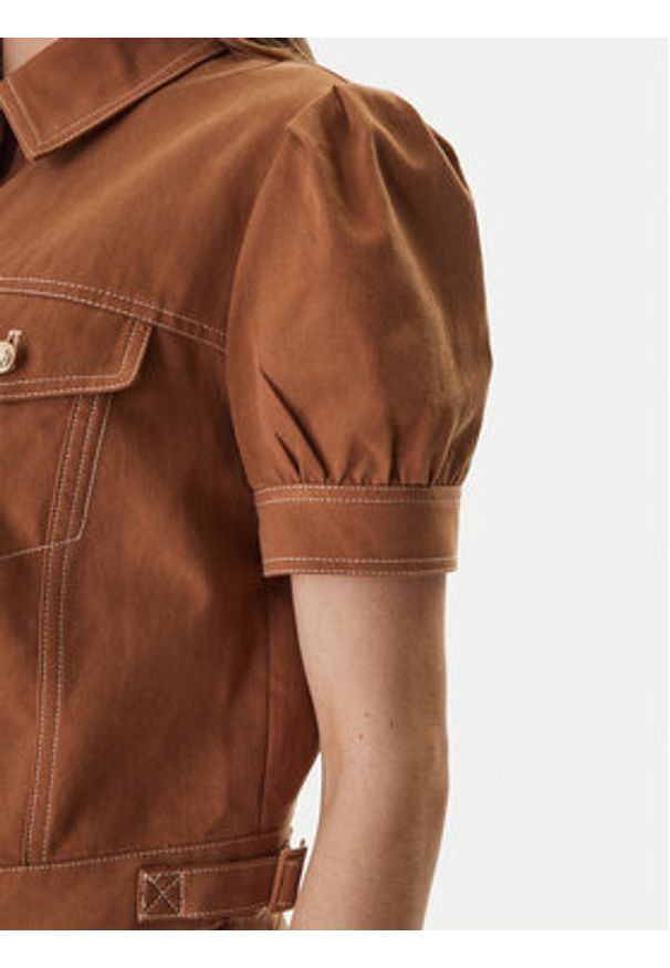 Guess Kurtka jeansowa W6GL08 W1804 Brązowy Regular Fit. Kolor: brązowy. Materiał: syntetyk, bawełna