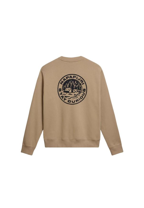 Bluza Napapijri Faber. Kolor: beżowy. Materiał: bawełna. Długość rękawa: długi rękaw. Długość: długie. Wzór: nadruk
