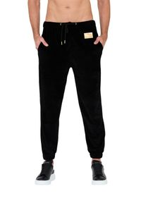 MOSCHINO Czarne męskie welurowe spodnie dresowe, Rozmiar S. Kolor: czarny. Materiał: welur, dresówka #4