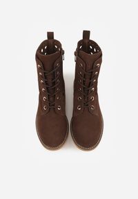 Born2be - Brązowe Ażurowe Botki Skórzane Adeis. Okazja: na co dzień. Kolor: brązowy. Materiał: skóra. Wzór: ażurowy. Styl: casual #6