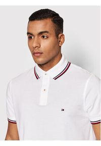 TOMMY HILFIGER - Tommy Hilfiger Polo Tipped MW0MW13080 Biały Slim Fit. Typ kołnierza: polo. Kolor: biały. Materiał: bawełna