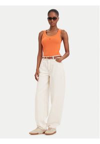Hugo - HUGO Top Datamia 50514489 Pomarańczowy Slim Fit. Kolor: pomarańczowy. Materiał: bawełna #5