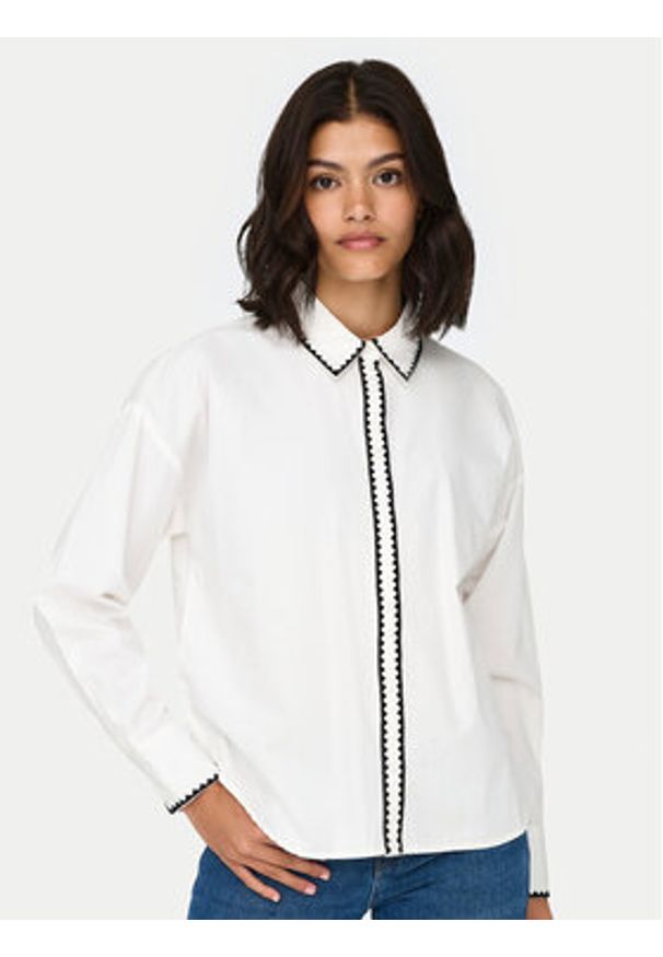 JDY Koszula Lorenzo 15330351 Biały Regular Fit. Kolor: biały. Materiał: bawełna