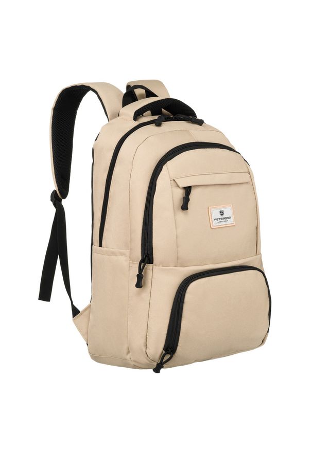 Plecak miejski Peterson PTN 77712 beżowy. Kolor: beżowy. Materiał: poliester. Styl: sportowy, casual