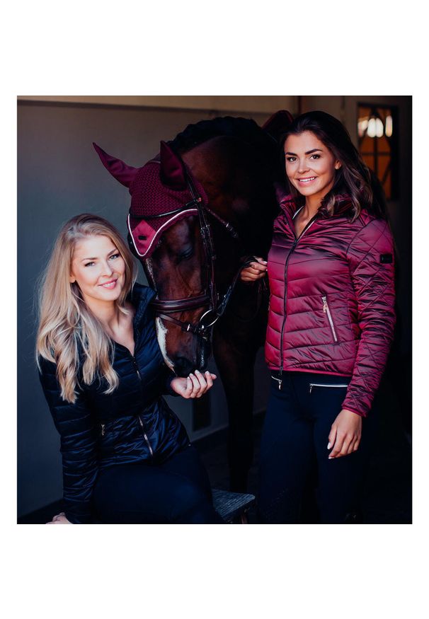 EQUESTRIAN STOCKHOLM - Damska kurtka puchowa Equestrian Stockholm. Kolor: czerwony, wielokolorowy, brązowy. Materiał: puch. Styl: elegancki