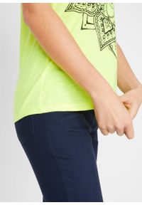 Shirt z przędzy mieszankowej, krótki rękaw bonprix żółty neonowy. Kolor: żółty. Długość rękawa: krótki rękaw. Długość: krótkie. Wzór: nadruk #3