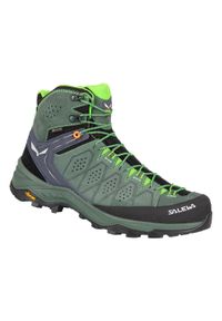 Buty Trekkingowe Męskie Salewa Alp Trainer 2 Mid Gtx. Wysokość cholewki: za kostkę. Zapięcie: sznurówki. Kolor: zielony. Materiał: materiał, skóra, zamsz. Szerokość cholewki: normalna