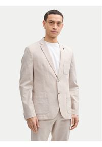 Tom Tailor Marynarka 1045065 Beżowy Regular Fit. Kolor: beżowy. Materiał: len