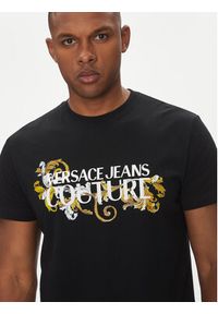 Versace Jeans Couture T-Shirt 78GAHC05 Czarny Regular Fit. Kolor: czarny. Materiał: bawełna #4