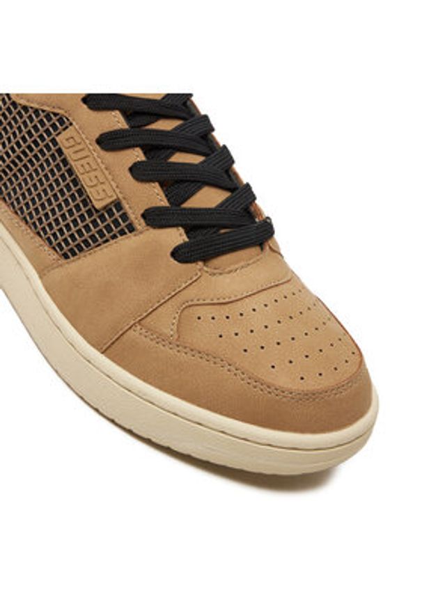 Guess Sneakersy Sava Mid FMTSAM FAB12 Brązowy. Kolor: brązowy. Materiał: skóra
