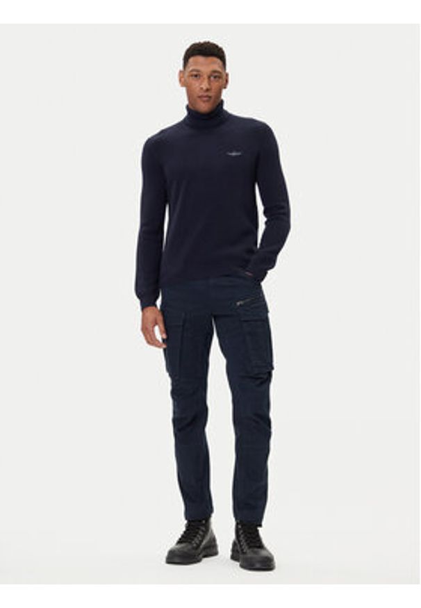 Aeronautica Militare Golf 252MA1583UL00903 Granatowy Regular Fit. Typ kołnierza: golf. Kolor: niebieski. Materiał: wełna, bawełna