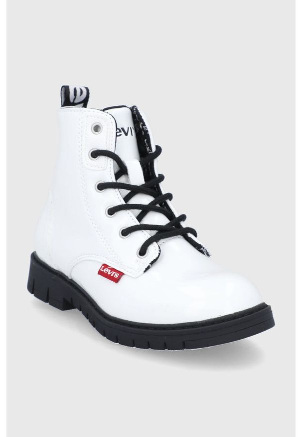 Levi's® - Levi's Workery dziecięce kolor biały. Okazja: na spotkanie biznesowe. Nosek buta: okrągły. Kolor: biały. Materiał: guma. Styl: biznesowy