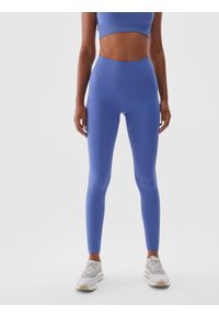 4f - 4F Legginsy treningowe bezszwowe z wysokim stanem damskie - granatowe M/L. Stan: podwyższony. Kolor: niebieski. Materiał: materiał, dzianina, syntetyk, włókno, elastan. Wzór: jednolity. Sport: fitness