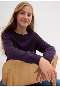 bonprix - Sweter z cienkiej dzianiny. Kolor: fioletowy. Materiał: dzianina #3
