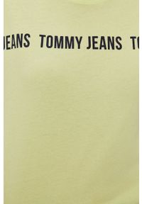 Tommy Jeans T-shirt kolor zielony. Okazja: na co dzień. Kolor: zielony. Materiał: bawełna. Wzór: nadruk. Styl: casual #3