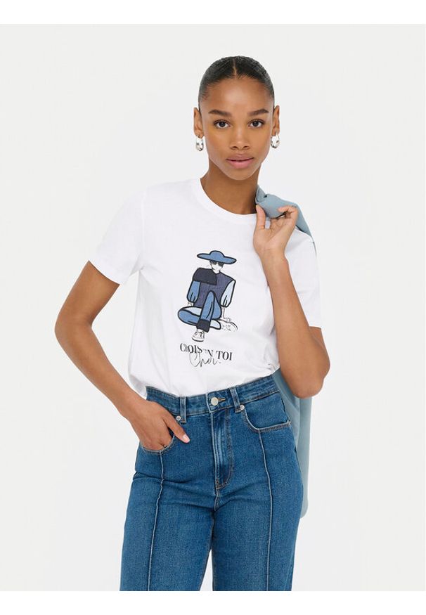 only - ONLY T-Shirt Emma 15329752 Biały Regular Fit. Kolor: biały. Materiał: bawełna