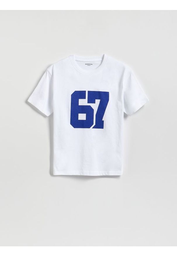 Reserved - T-shirt z nadrukiem - jasnoniebieski. Kolor: niebieski. Materiał: dzianina, bawełna. Wzór: nadruk