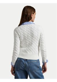 Polo Ralph Lauren Kardigan 211891643001 Biały Regular Fit. Typ kołnierza: polo. Kolor: biały. Materiał: bawełna