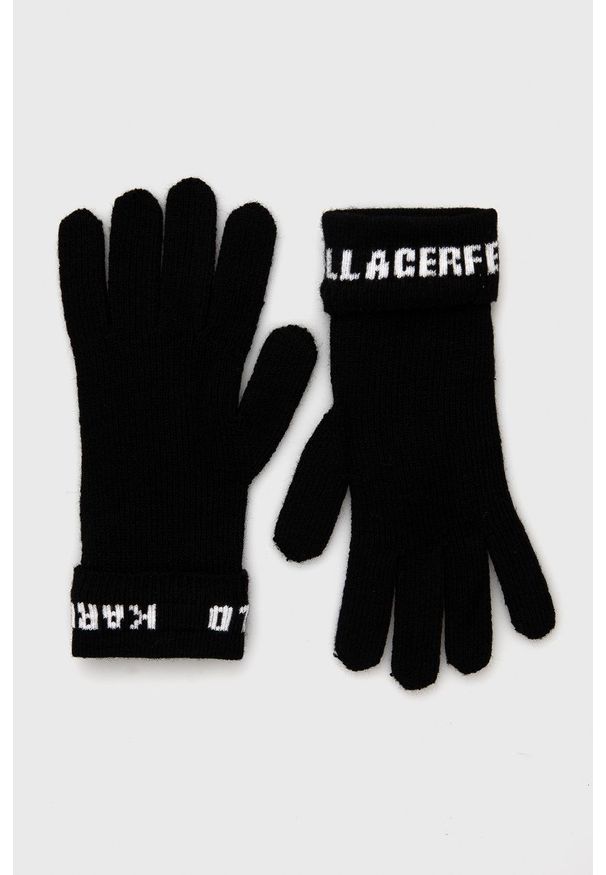 Karl Lagerfeld Rękawiczki z domieszką kaszmiru 216W3603 damskie kolor czarny. Kolor: czarny. Materiał: kaszmir