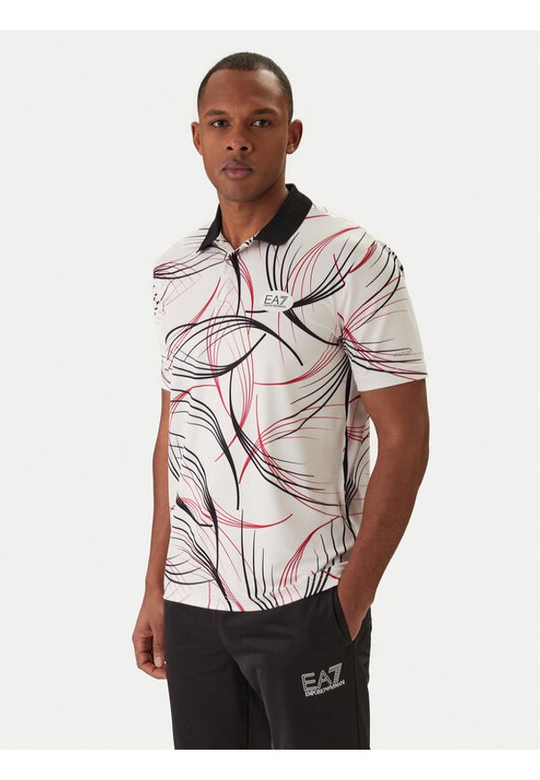 EA7 Emporio Armani Polo 7M001532 AF22175 Biały Regular Fit. Typ kołnierza: polo. Kolor: biały. Materiał: syntetyk
