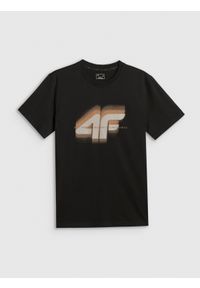 4f - 4F T-shirt regular z nadrukiem męski - czarny S. Okazja: na co dzień. Kolor: czarny. Materiał: materiał. Wzór: nadruk. Styl: casual, sportowy #1
