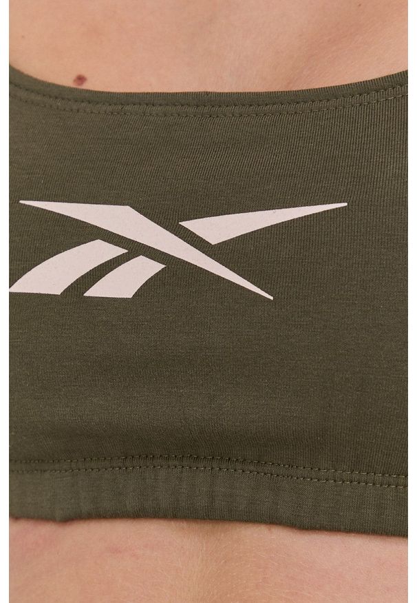 Reebok Classic Biustonosz kolor zielony. Kolor: zielony. Materiał: dzianina. Rodzaj stanika: odpinane ramiączka