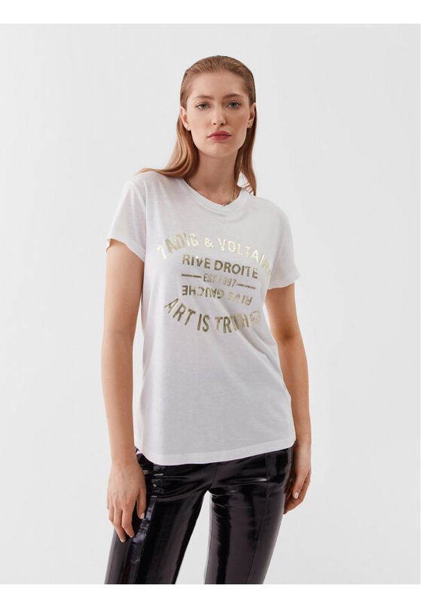 Zadig&Voltaire T-Shirt Walk Blason Foil JWTS01536 Biały Regular Fit. Kolor: biały. Materiał: bawełna