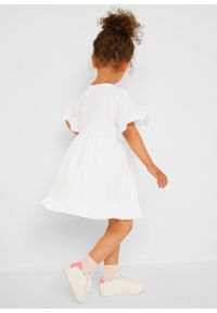 Sukienka dziewczęca z dżerseju z bawełny organicznej bonprix biały. Kolor: biały. Materiał: jersey, bawełna #4