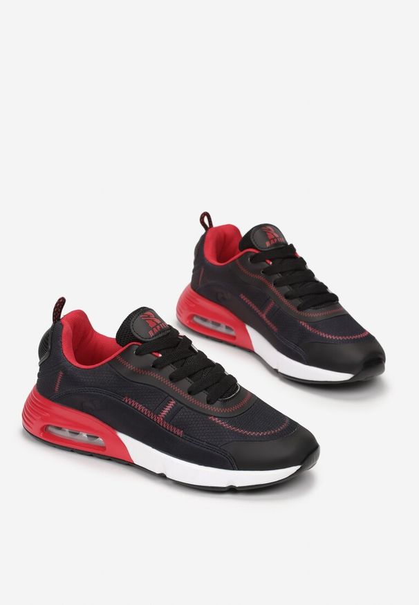 Born2be - Czarno-Czerwone Sneakersy Tryxyla. Zapięcie: sznurówki. Kolor: czarny. Materiał: materiał, guma. Szerokość cholewki: normalna. Wzór: aplikacja