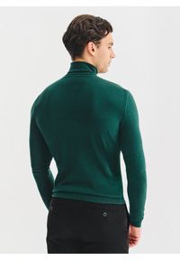 Pako Lorente - PAKO LORENTE - Ciemnozielony gładki golf męski. Typ kołnierza: golf. Kolor: niebieski, zielony, czarny. Materiał: poliamid, bawełna, elastan. Wzór: gładki. Sezon: jesień #4