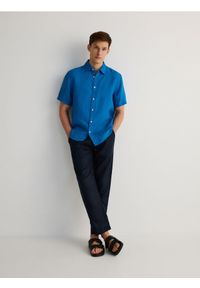 Reserved - Lniana koszula comfort fit - niebieski. Kolor: niebieski. Materiał: len #1