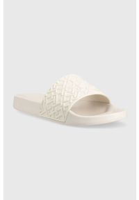 TOMMY HILFIGER - Tommy Hilfiger klapki TH MONOGRAM POOL SLIDE damskie kolor biały FW0FW06987. Kolor: biały. Materiał: materiał. Wzór: gładki #5