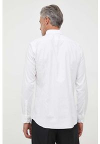 BOSS koszula męska kolor biały slim z kołnierzykiem włoskim. Typ kołnierza: kołnierzyk włoski. Kolor: biały. Materiał: tkanina, materiał. Długość rękawa: długi rękaw. Długość: długie #6