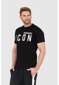 DSQUARED2 Czarny t-shirt męski z dużym logo icon, Rozmiar L. Kolor: czarny #2