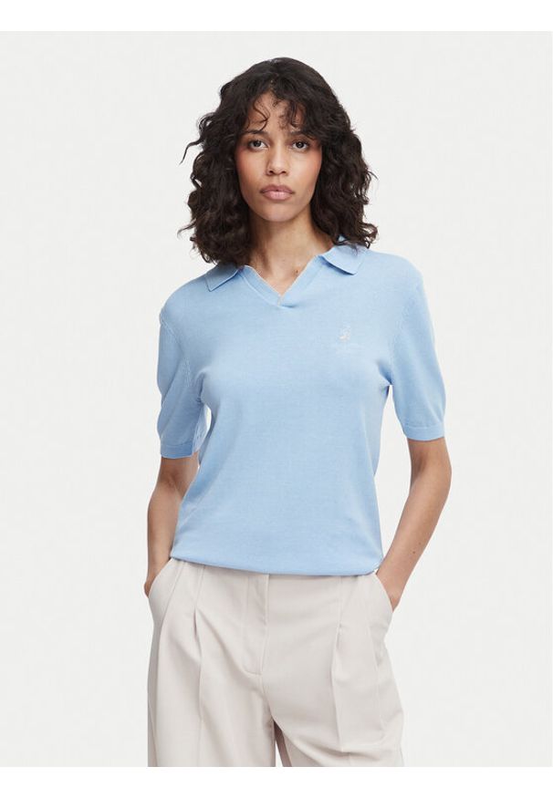 Beverly Hills Polo Club Polo P-SS26W-M550273 Niebieski jasny Regular Fit. Typ kołnierza: polo. Kolor: niebieski. Materiał: bawełna