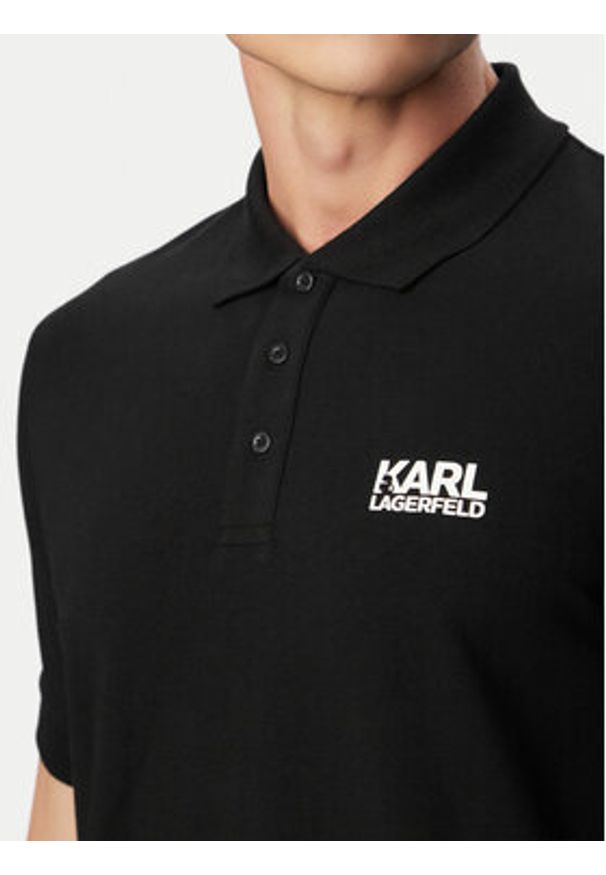 Karl Lagerfeld - KARL LAGERFELD Polo 745780 500235 Czarny Regular Fit. Typ kołnierza: polo. Kolor: czarny. Materiał: bawełna